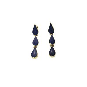 Vintage 14 Karat Yellow Gold and Lapis Lazuli Dangle Earrings #12362